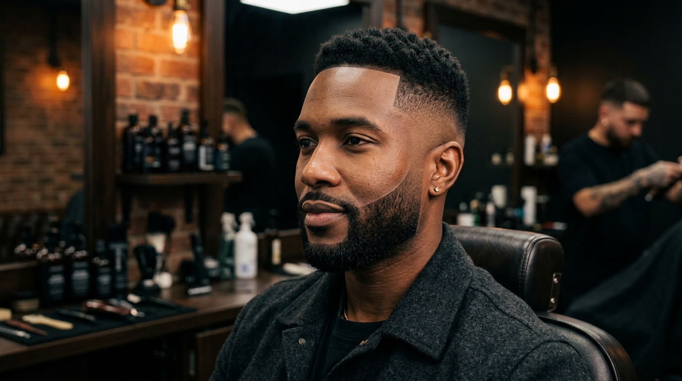 Corte degradê de alta precisão na Mustache Barbearia